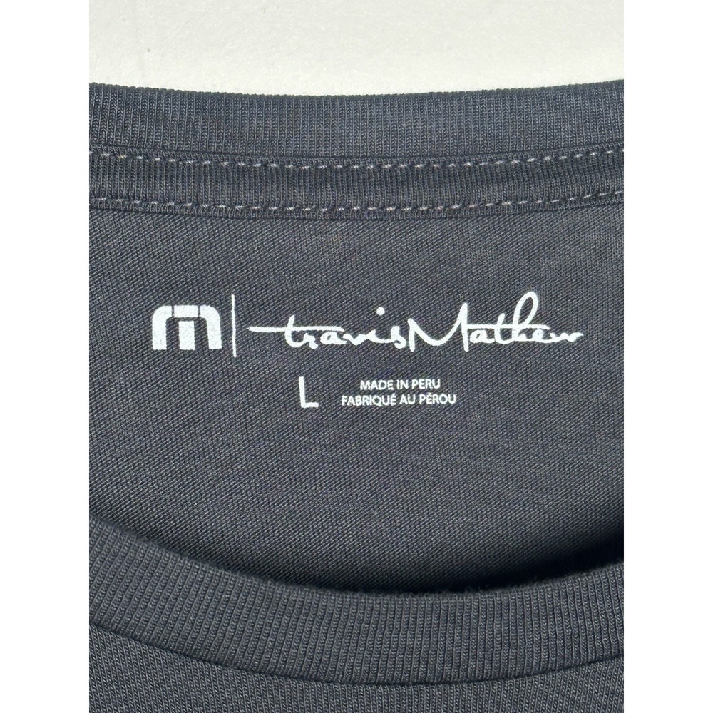 TravisMathew Race You Golf T-Shirt Mens L Black Pima Cotton Graphic Tee Peru - Picture 4 of 7